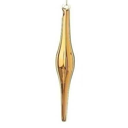 Glass Icicle Ornament - 6 inch - Gold - Shelburne Country Store