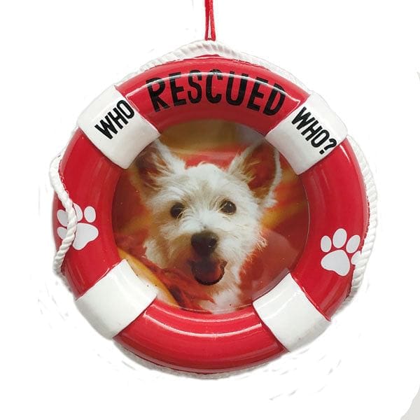 Who rescued Who? Dog Photo Ornament - Shelburne Country Store