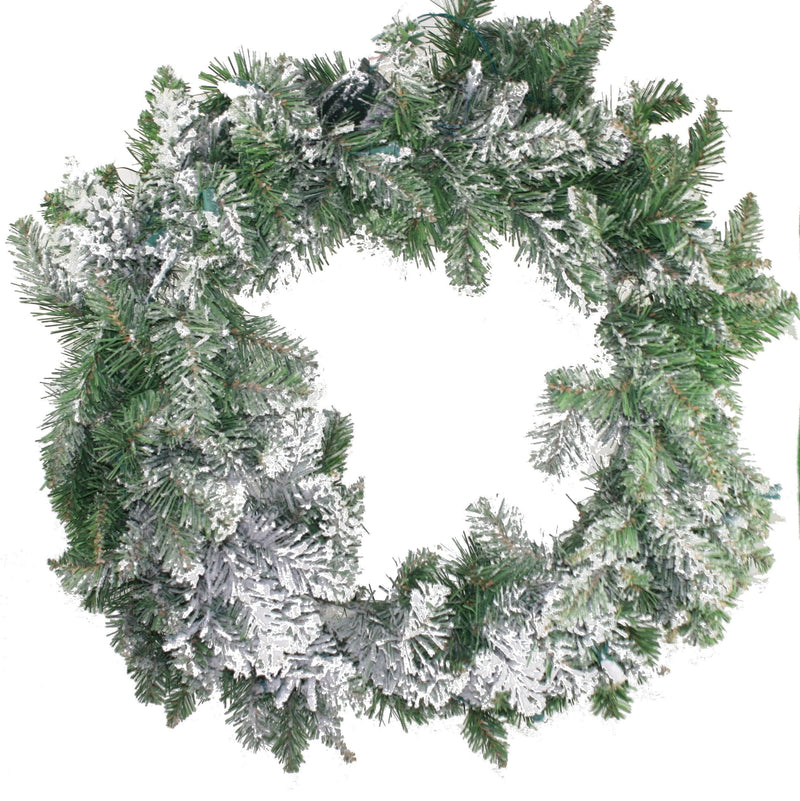 24 Inch Flocked Wreath - 30 LED Lights - Shelburne Country Store