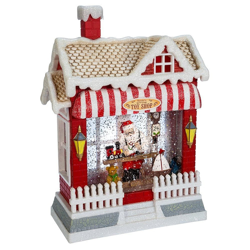 Battery-Operated Water Lantern with Santa Workshop Scene - Shelburne Country Store
