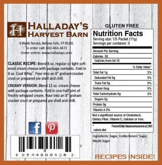 Halladays Maple Cheese Cake Mix - Shelburne Country Store