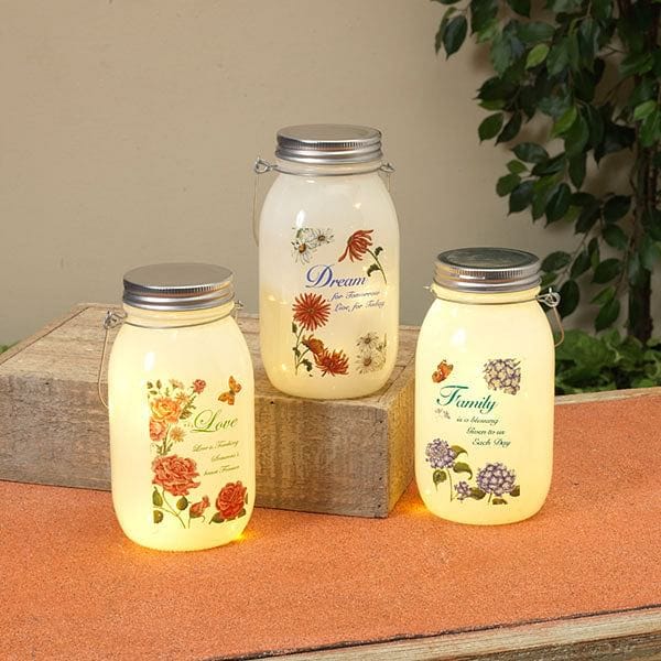 7 Inch Lighted Frosted Glass Jar - - Shelburne Country Store