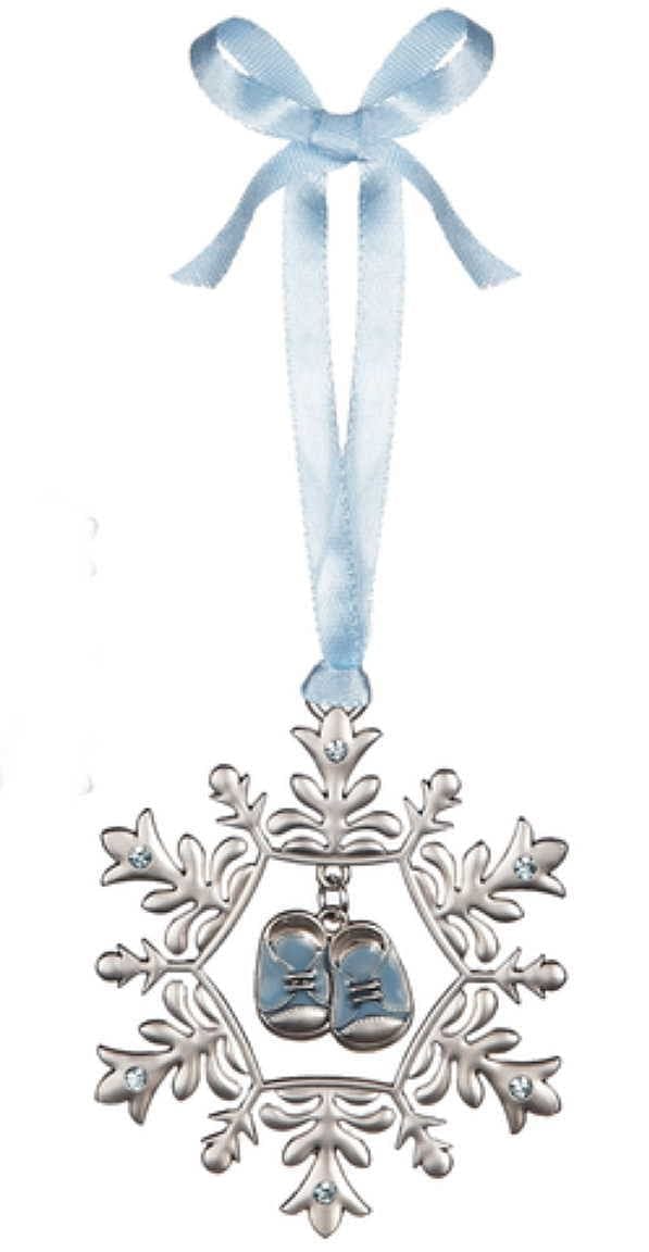 Snowflake Baby Shoe Ornament - Blue - Shelburne Country Store