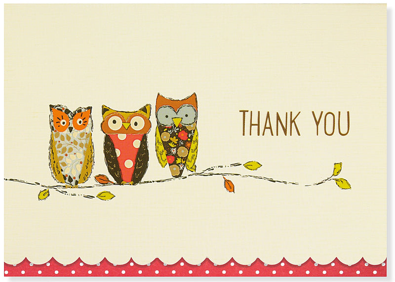 Boxed Thank You Cards: Perching Owls - Shelburne Country Store