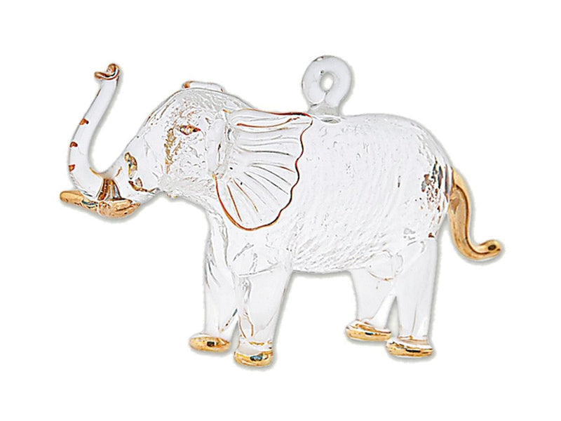 Egyptian Glass Clear Mini Elephant with Gold Accents - Shelburne Country Store