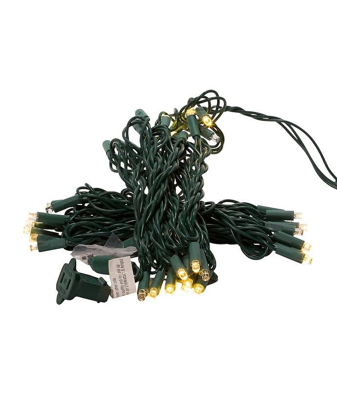 50-Light 5mm Warm White Twinkle LED Green Wire Light Set - Shelburne Country Store
