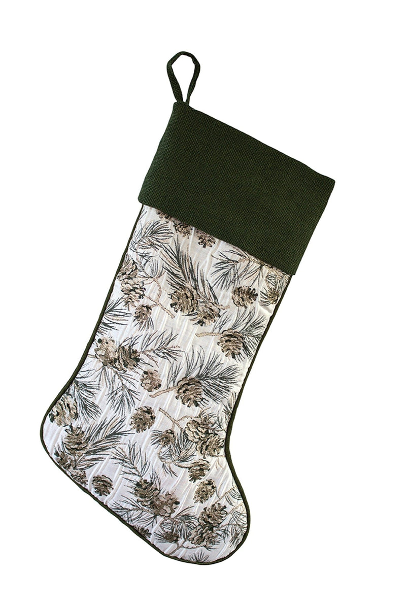 20 Inch Polyester Pinecone Stocking - The Country Christmas Loft