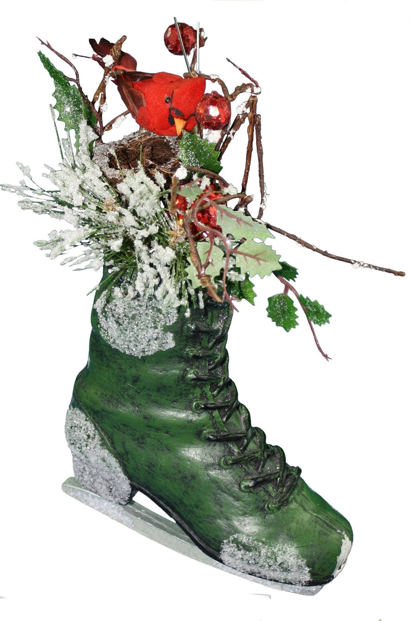 Polyresin Skate With Flowers - - Shelburne Country Store
