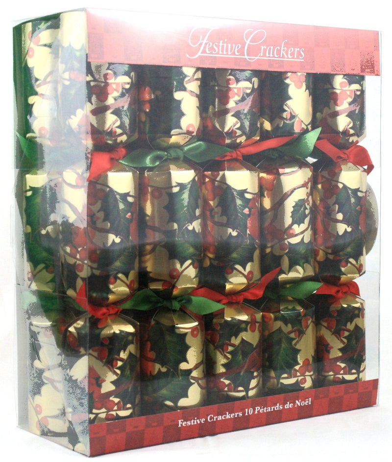 Holly and Cardinal Crackers 11 inch  - 10 Count - Shelburne Country Store