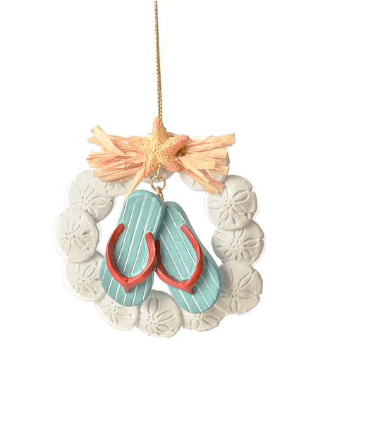Flip Flop Shell Wreath Ornament - Shelburne Country Store