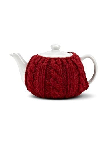 Teapot With Sweater Cozy - Red - Shelburne Country Store