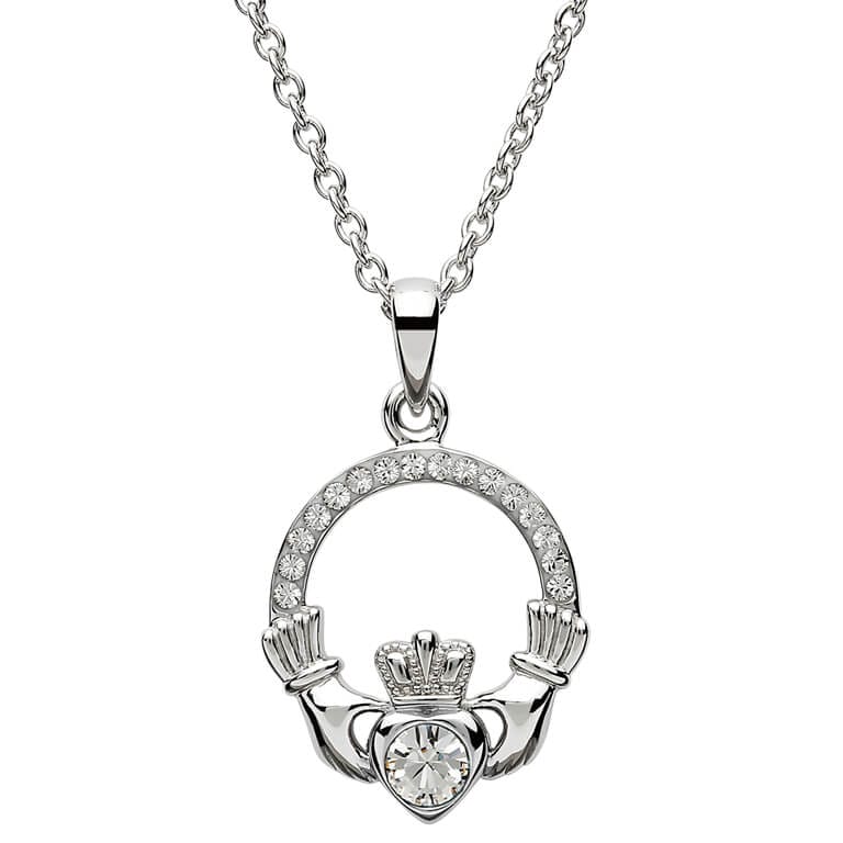 April  Claddagh Birthstone Necklace with Swarovski Crystals - Shelburne Country Store