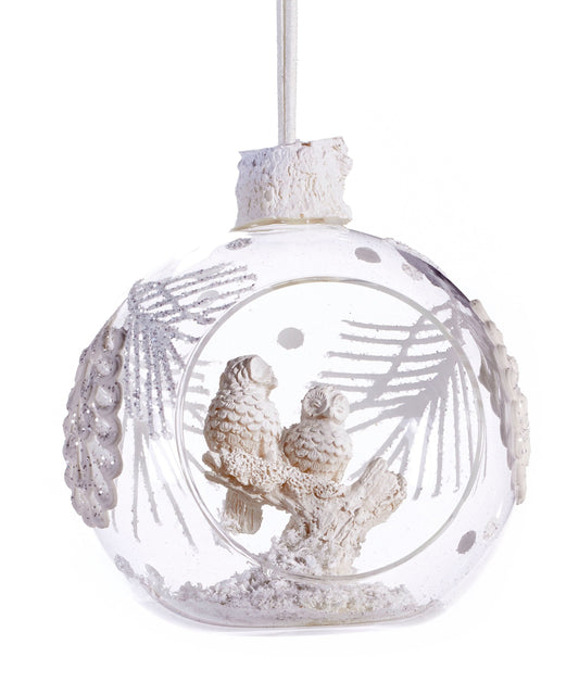 Glass Ball Scene Ornament - Owls - Shelburne Country Store