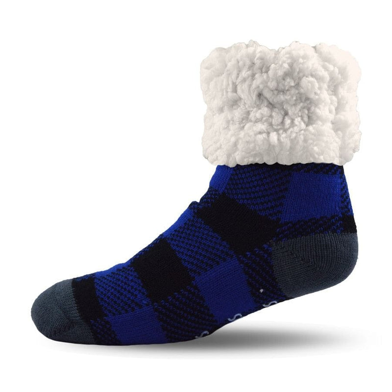 Extra Fuzzy Slipper Socks - Lumberjack - Blue - Shelburne Country Store
