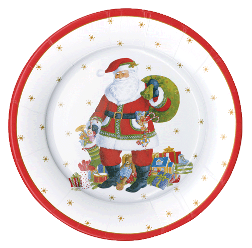 Caspari Santa Claus Lane Paper Goods - Salad/Desert Plate - Shelburne Country Store