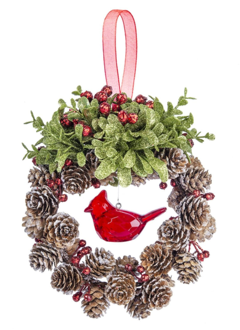 6 Inch Pinecone Cardinal Wreath - Shelburne Country Store