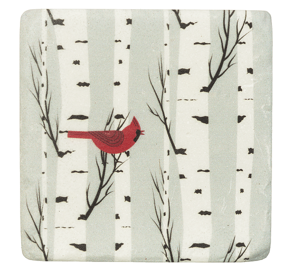 Cardinal on Birch 4 Piece Coaster Set - Shelburne Country Store