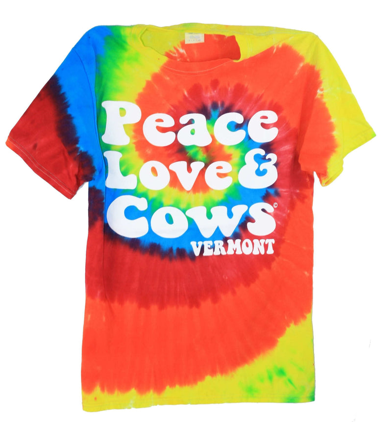 Vermont T-Shirt - Peace Love Cows - Tie Dye - - Shelburne Country Store