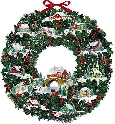 Christmas Wreath with Festive Houses - Shelburne Country Store