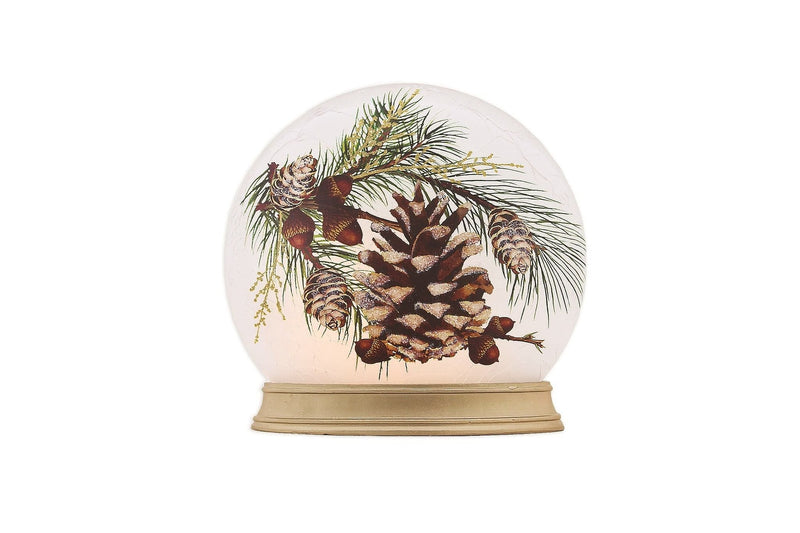 Pine and Acorn Lighted Orb with Resin Base - Shelburne Country Store