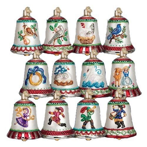 Old World Christmas 12 Days Of Christmas Bells Blown Glass Ornaments Set Of 12 - Shelburne Country Store