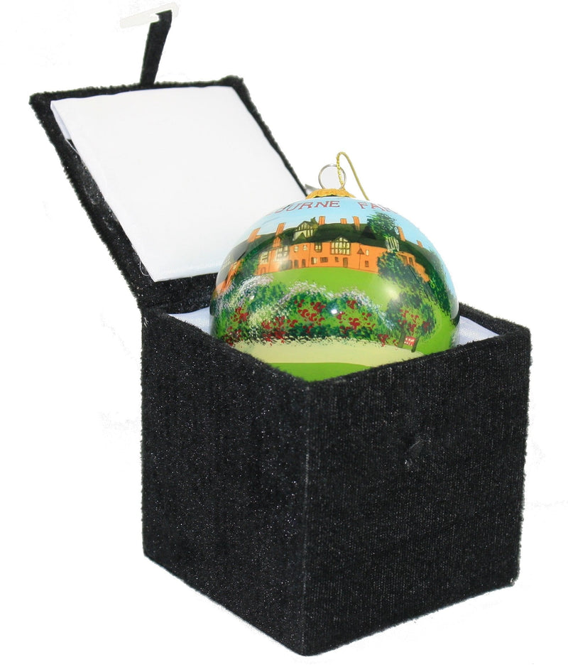 Hand Painted Glass Globe Ornament - A Vermont Covered Bridge - Shelburne Country Store
