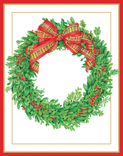 Boxwood and Berries Wreath Christmas Boxed Cards - Shelburne Country Store