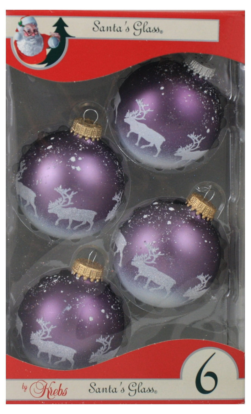 Krebs Value Glass Ball 4 pack - Midnight Reindeer - Shelburne Country Store