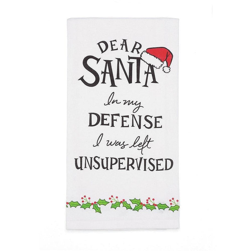 Dear Santa In My Defense Bar Towel - Shelburne Country Store