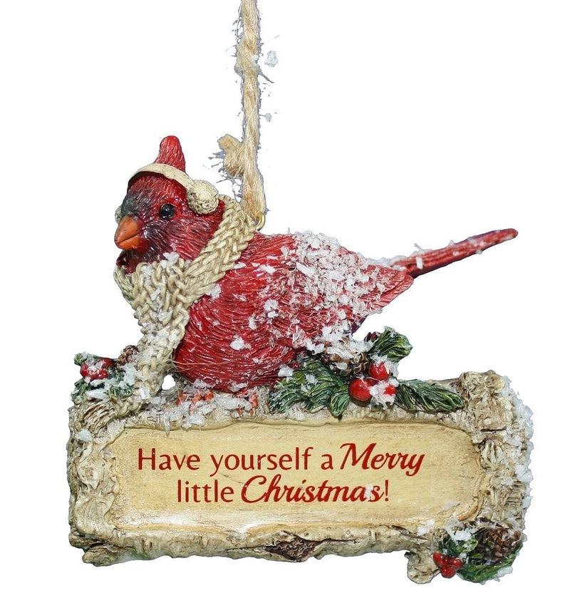 Birch Cardinal With Scarf Ornament - Merry - Shelburne Country Store