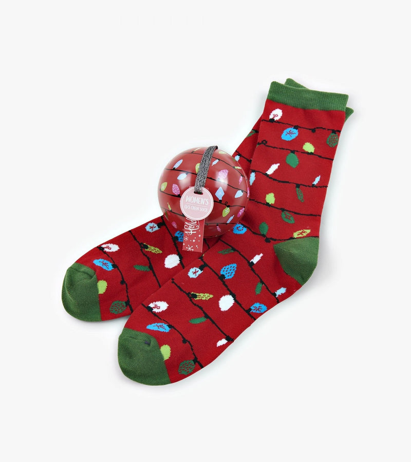 Red Christmas Lights Women's Socks in Ornament Ball - Shelburne Country Store