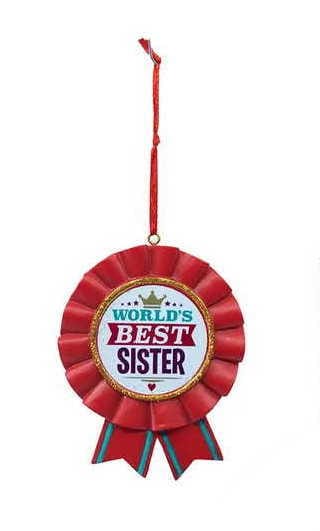 Worlds Best Sister Ribbon - Ornament - Shelburne Country Store