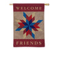 Welcome Friends Quilted Star Burlap Garden Flag - Shelburne Country Store