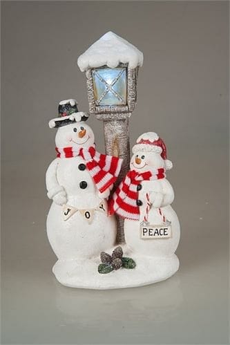 Resin Light Up Lantern with Snow Couple - Shelburne Country Store