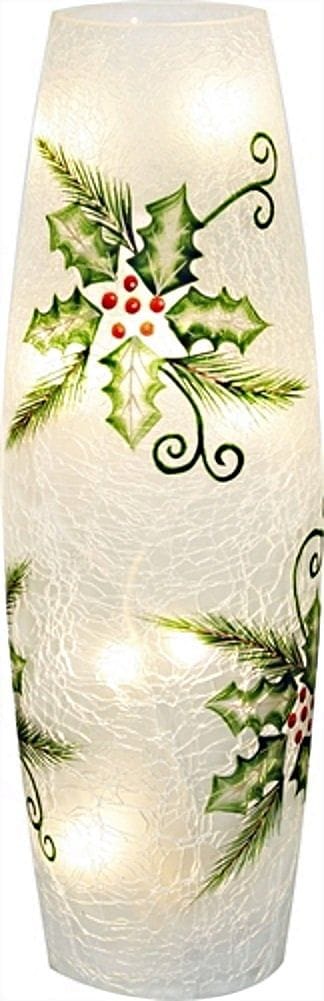 Crackle Glass Holly Vase Led - - Shelburne Country Store