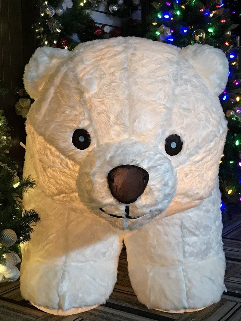6.5 Foot Inflatable Standing Polar Bear with Plush Fabric Cover - Shelburne Country Store