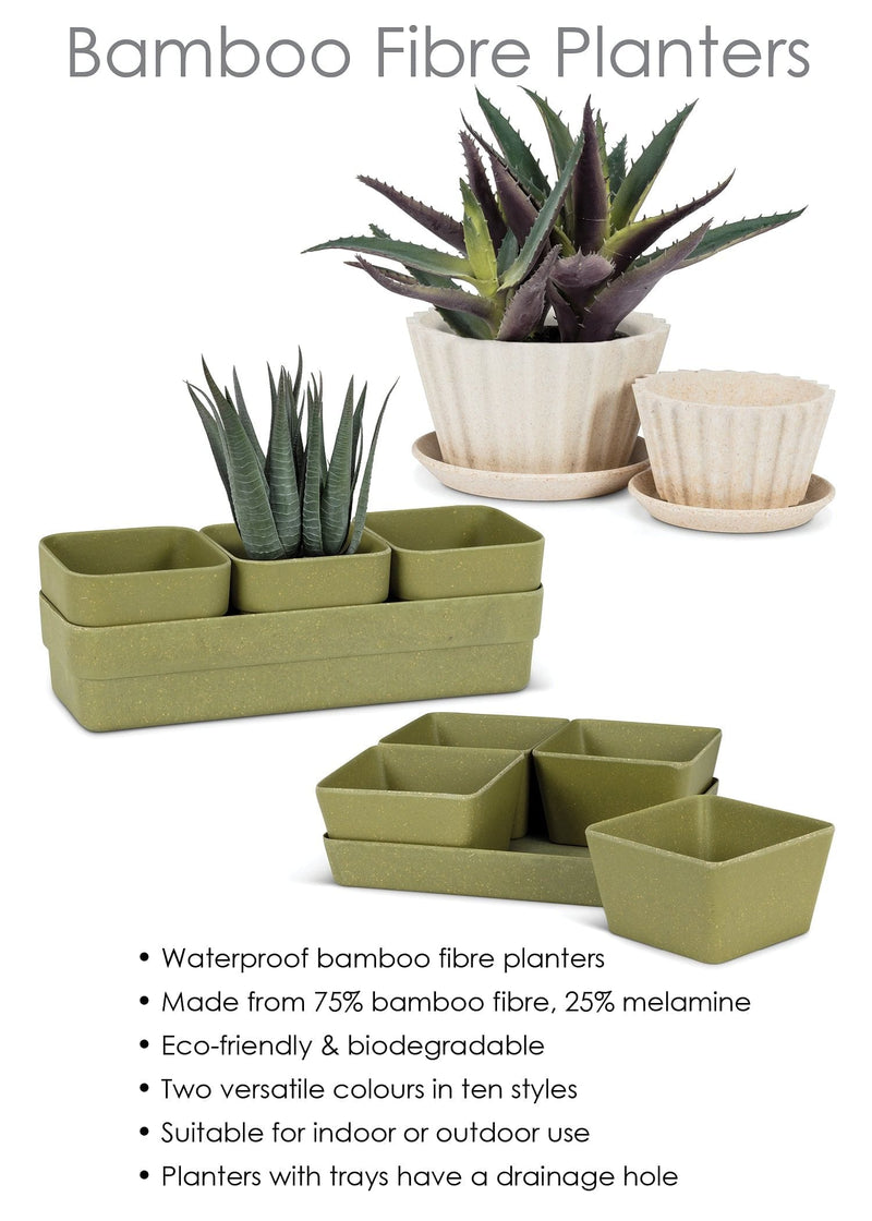 Medium Flute Planter with Tray - Green - Shelburne Country Store