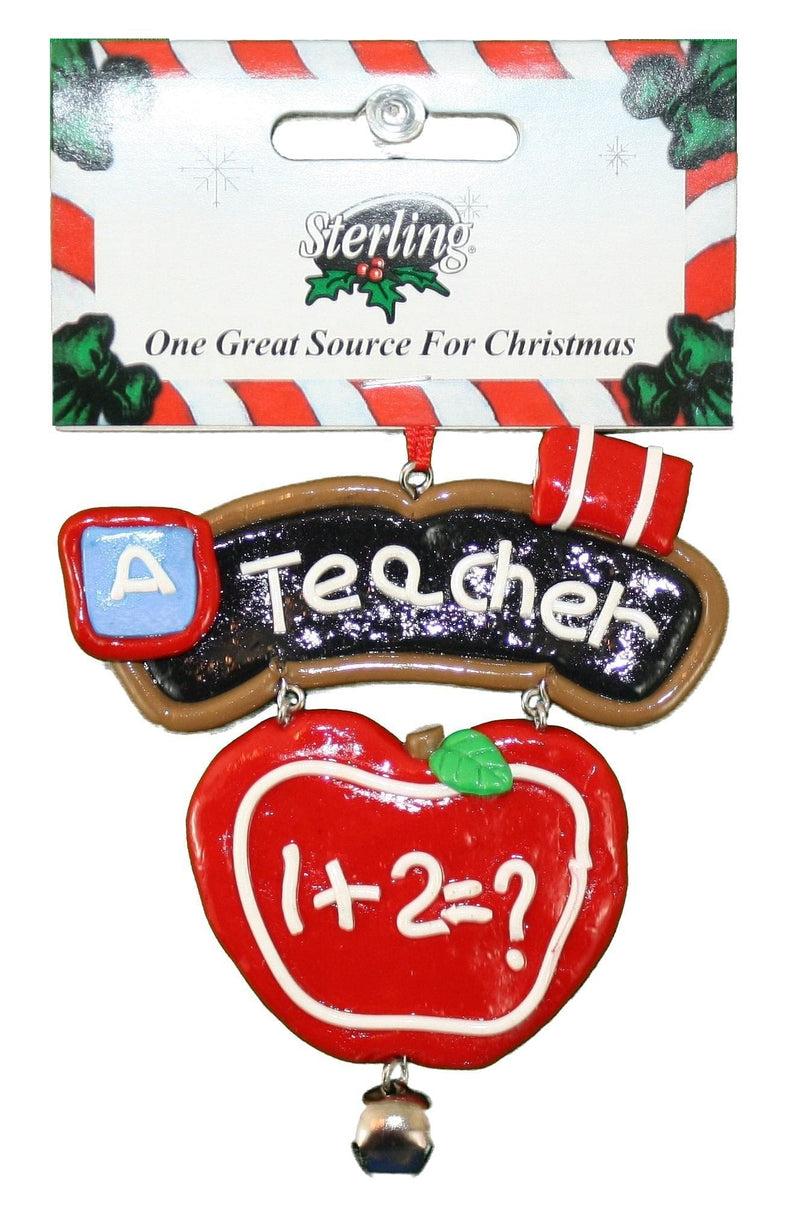 4 In Claydough Teachers Ornament - Apple - Shelburne Country Store