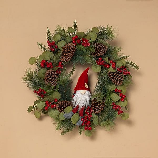 24" Pine & Berry and Gnome Wreath - Shelburne Country Store