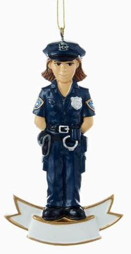 4.25 Inch Police Officer Ornament - Female - Shelburne Country Store