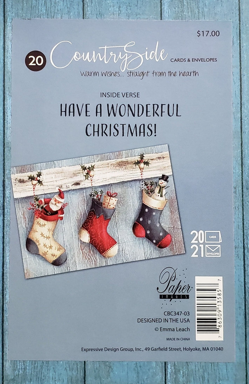 Countryside 20 Christmas Card Set - Stocking Trio - Shelburne Country Store