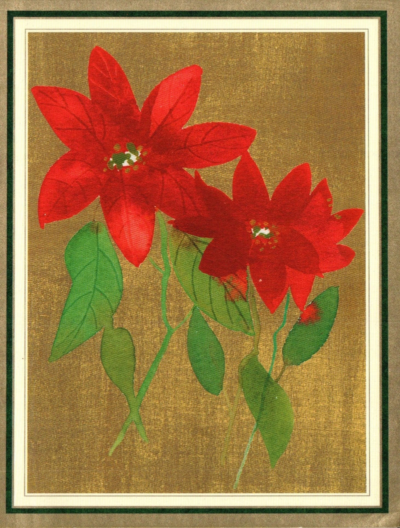 Christmas Card - Red Poinsettias - Shelburne Country Store