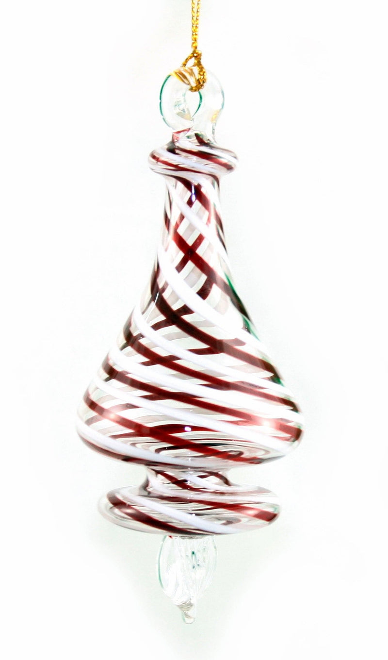 Peppermint Striped Cone Glass Ornament - Shelburne Country Store