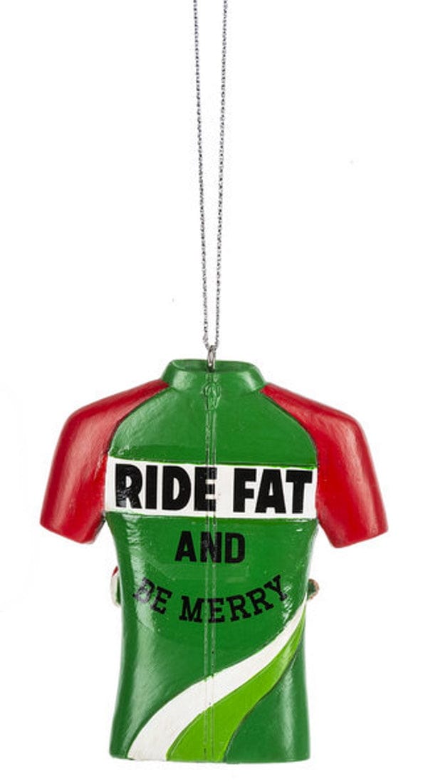 Bicycle Rider Jersey Ornament -  Ride Fat and Be Merry - Shelburne Country Store