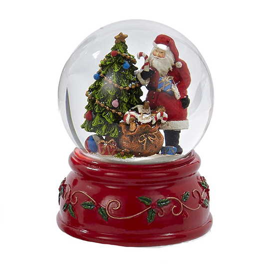 100MM Musical Santa Water Globe - Candy Cane Inspection - Shelburne Country Store