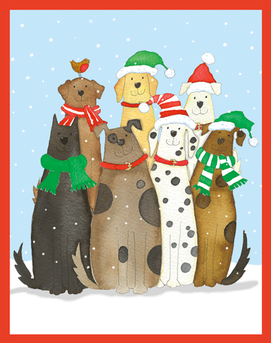 Dogs In Snow - Christmas Card Box - 16 Cards (3.75'' x 4.75'') - Shelburne Country Store