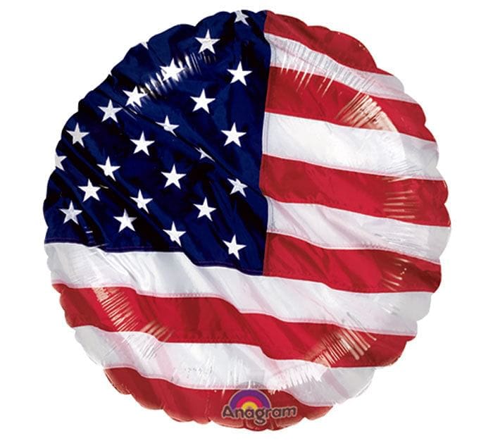 18 Inch Preinflated Mylar American Flag Balloon on Stick - Shelburne Country Store