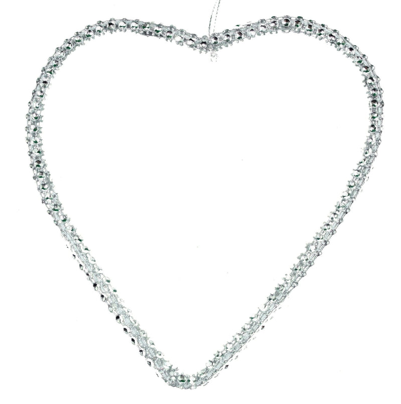 6 inch Crystal Heart Ornament - Silver - Shelburne Country Store
