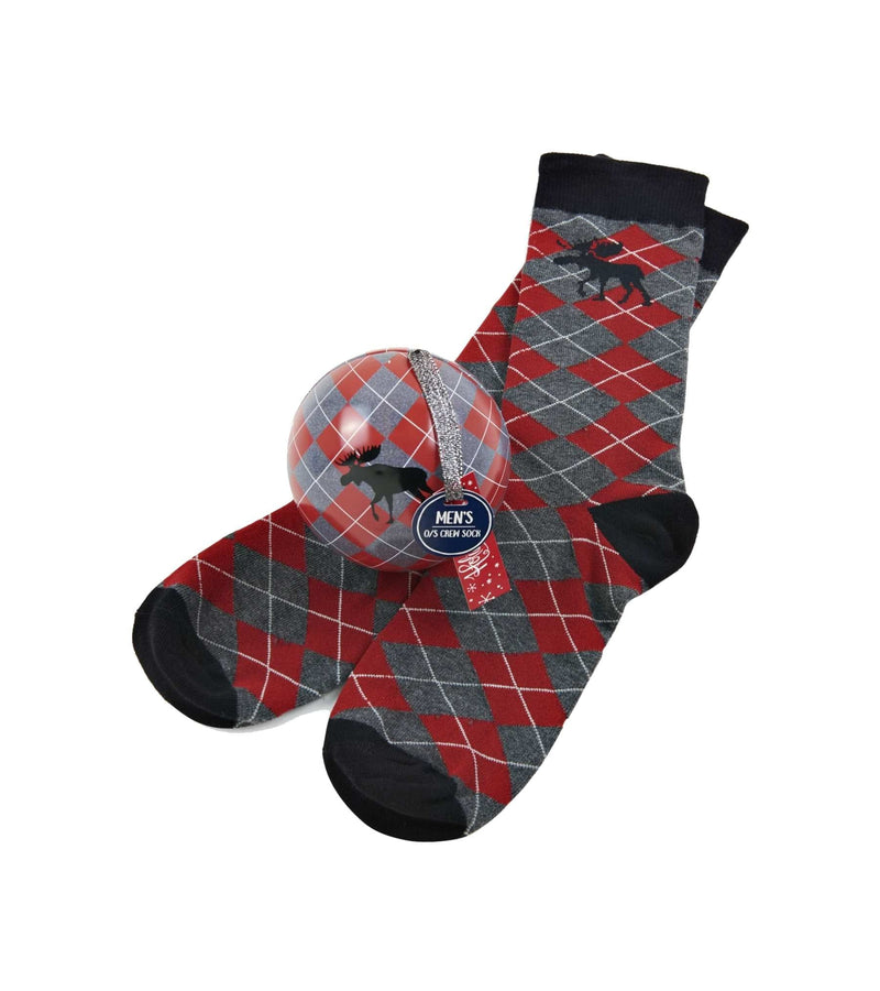 Holiday Moose Argyle Men's Socks in An Ornament Ball - Shelburne Country Store