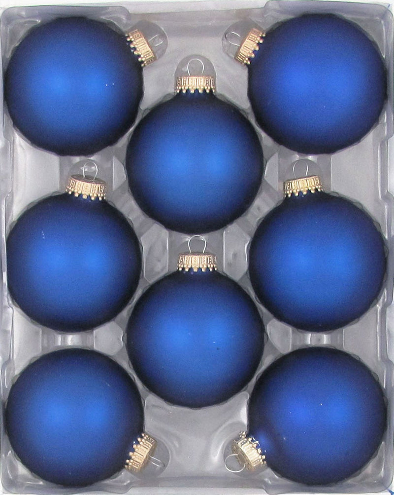 Christmas By Krebbs 2 5/8 Glass Balls - Gold Caps - Royal Velvet 8 Pack - Shelburne Country Store